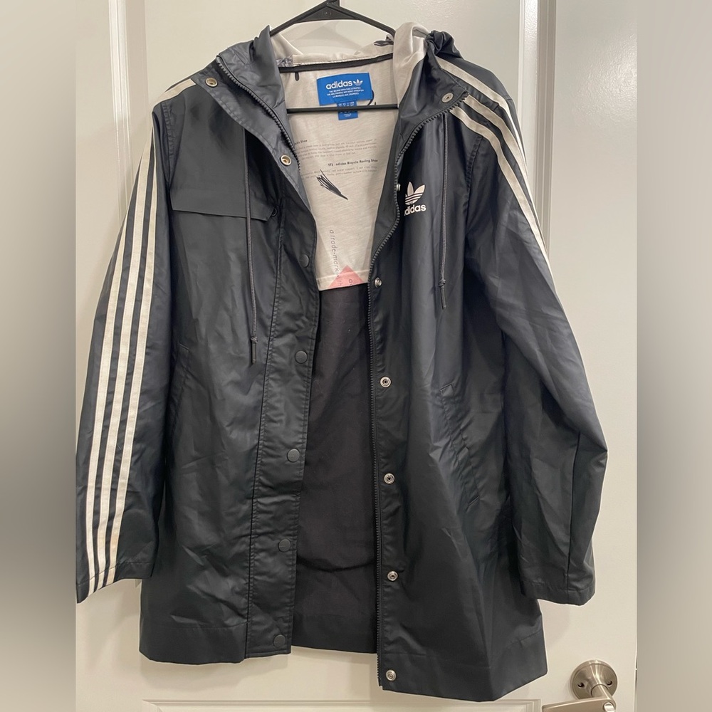 Small Black Adidas Rain Jacket with Hood